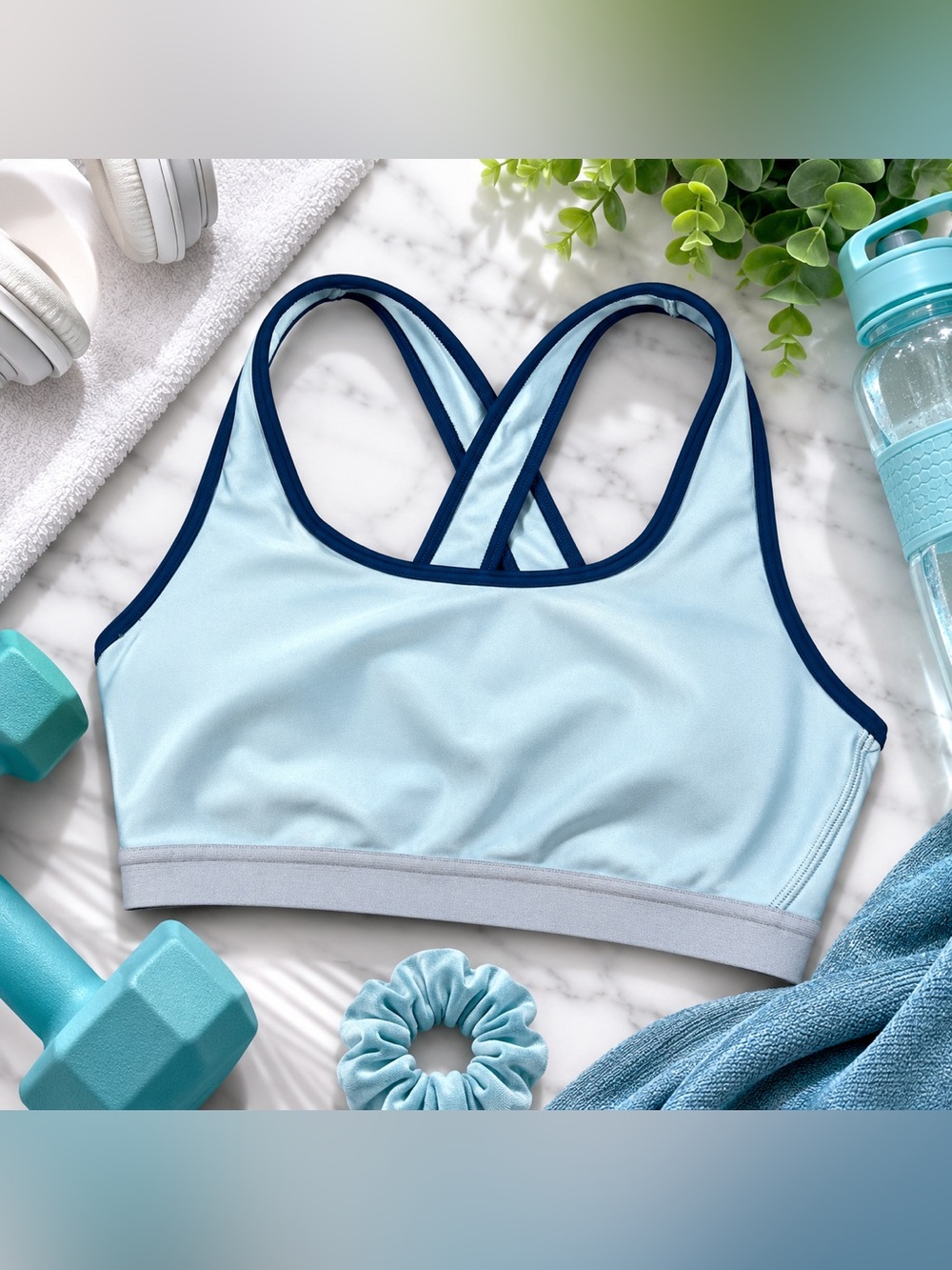 Under Armour Compression Sports Bra Blue Racerback Medium MD Athletic Gym